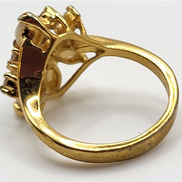 14KT Gold Filled 1960's UNCAS Costume Cocktail Ring Opalite Rhinestones Size 5 - Picture 6 of 6